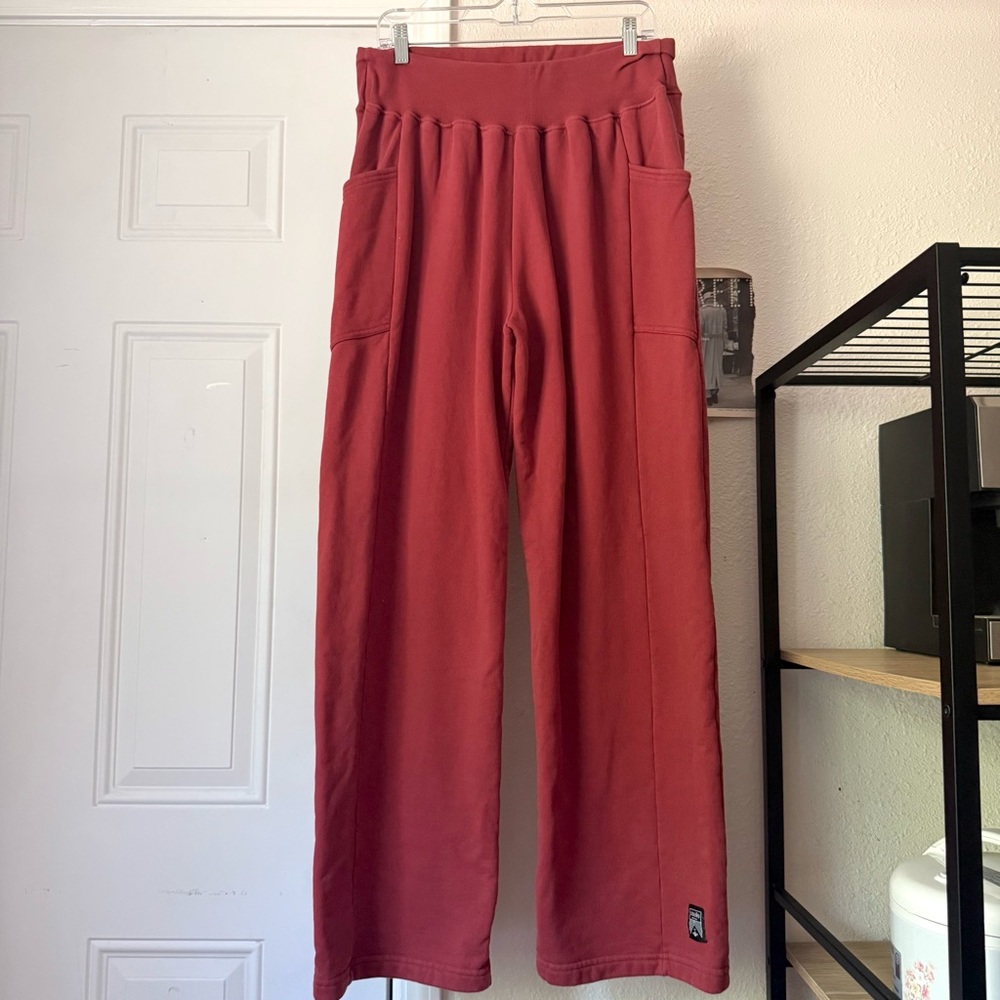 OISELLE rust red knit athletic pull on wide leg‎ sweat pants